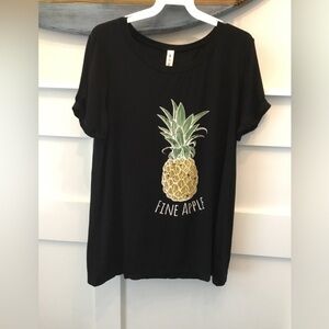 Vanilla Bay Black Tee with Yellow & Green Pineapple Graphic